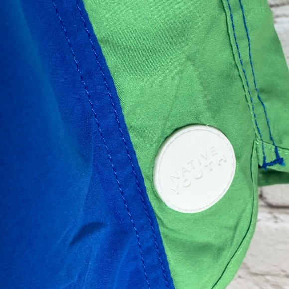 NWOT Native Youth Royal Blue / Green Swim Trunks - Picture 6 of 7